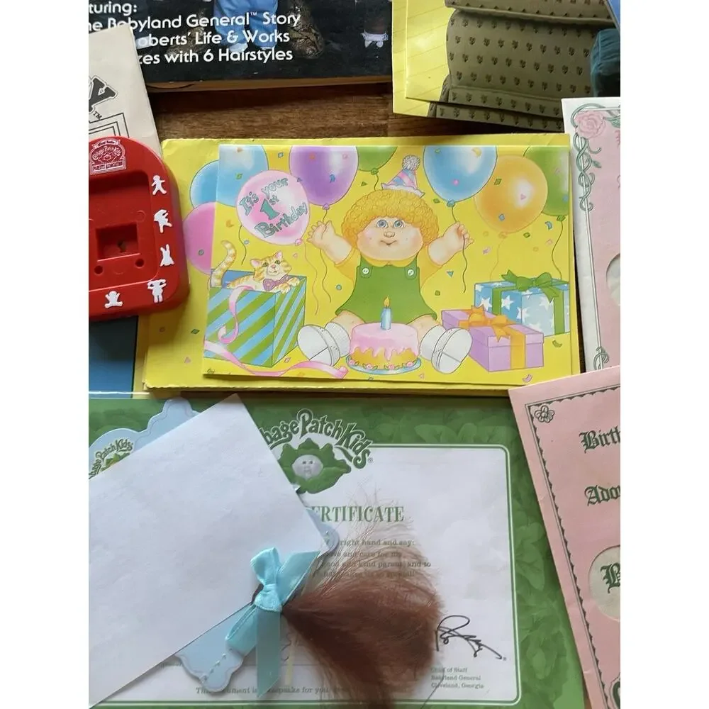 VTG Cabbage Patch Kid Lot Birth Certificates Adoption Papers Birthday Cards‎ 80s